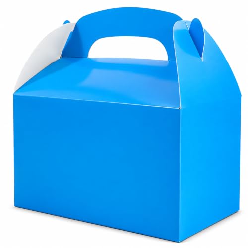 The Dreidel Company 25-Count Baby Blue Gable Treat Boxes, Party Favors, 6.25" x 3.5" x 3.5" Inch Box, - color: Blue
