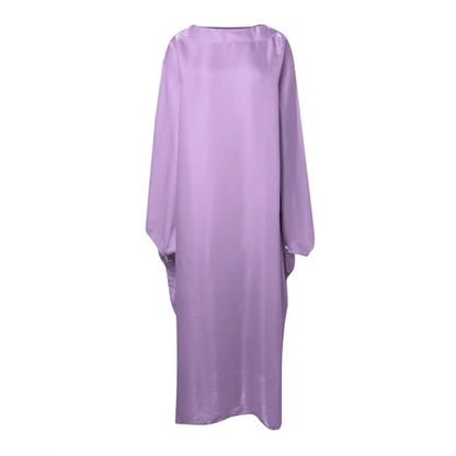 Muslim Dress Women One-Piece Prayer Dress Long Robe Long Sleeve Maxi Kaftan Dresses Islamic Clothes Set - color: Purple
