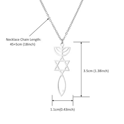 Stainless Steel Jewish Jewelry - Star of David/Hamsa Hand/Menorah/Israel Map Pendant – Israel Necklace for Women & Men - Religious Gifts for Hanukkah, Bar Mitzvah include a Gift Box - color: Silver-Messianic Seal Necklace