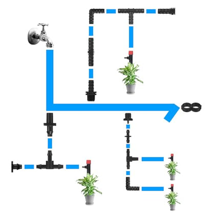 M METERXITY 10-Pack Drip Irrigation Barbed Fittings, for 3/8 Inch Tees Tubing Connector Plastic Coupling Irrigation Parts for Garden/Greenhouse/Aquarium/Flower Pot, Drip Pipe Accessories - style: 3-Way