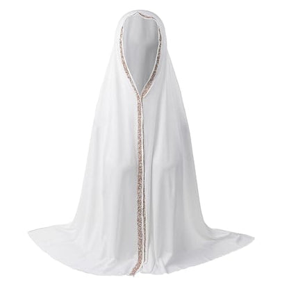 Women Elegant Long Scarf Muslim Islamic Ramadan Eid Hijab Prayer Scarf Silk Jersey Turban Headwrap Lightweight Shawl - color: A-white