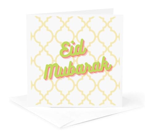 3dRose Image of quote Eid mubarak 1 Greeting Card with envelope - size: 5.5”