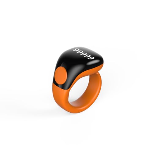 Smart Tasbih Zikr Ring,Adjustable Counter, 3 Sizes (18,20,22mm) Muslim Digital Azan Alarm Clock,APP Support Digital Counter Prayer Reminder Rings, Waterproof 5 Digit Finger Counter zikr Ring(Yellow) - color: Orange