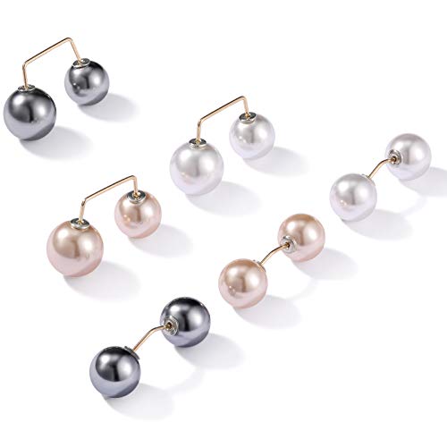 WILLBOND 6 Pcs Artificial Pearl Brooch Pins Sweater Shawl Safety Clips Dress Clips for Women - color: Gold, Silver, White