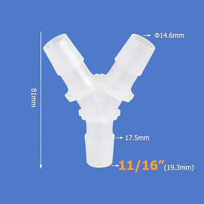 Quickun 11/16" Hose Barb Fitting Equal Barbed Y Shaped 3 Way Plastic Joint Splicer Mender Adapter Union for Air Line Tubing Pipe (Pack of 4) - size: 11/16"