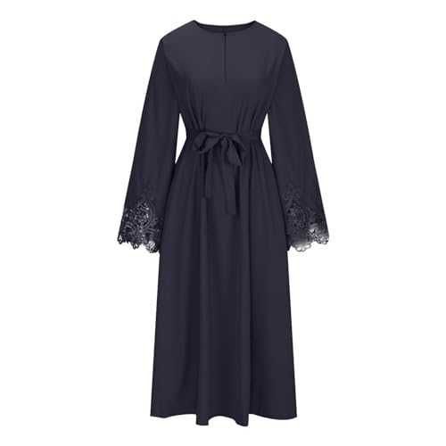 Lmdudan Muslim Dresses - Ladies Robe Dress Islamic Abaya - Cotton Linen Dress - Stripe Conservative Prayer Clothes - color: 🔥2024 Amazon Essentials🔥-3*black, size: X-Large
