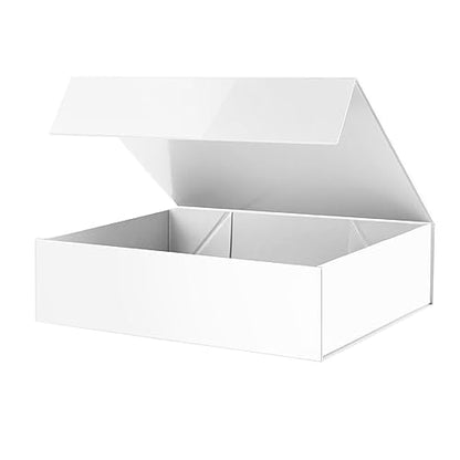 PACKHOME Large Gift Box 13.5x10x3.5 Inches, Sturdy Shirt Box with Magnetic Lid for Multiple Occasions (Glossy White) - color: 13x9.7x3.4 Inch-White-Pack of 1