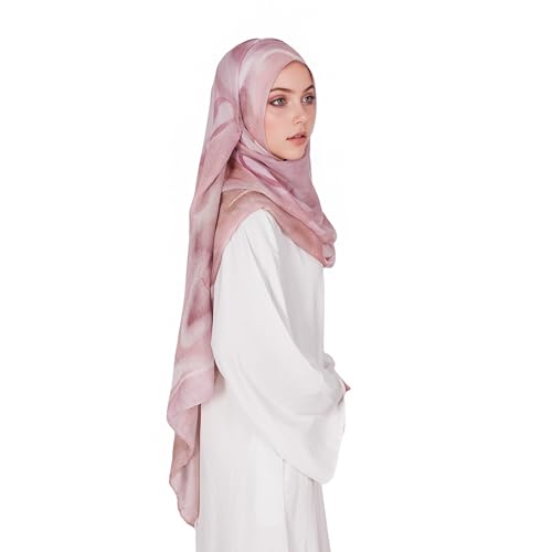 Printed Hijab for Women Printing Hijab Scarf for Women Muslim Islamic Prayer Clothes 1pc Muslim Women's Khimar - color: Sakura Pink