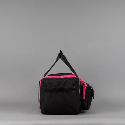 WOLFpak 30L Perfect Duffle Bag (Neon Pink) Tactical Gym Bag Hardshell Base 1000D Waterproof Travel Carry On with Shoe Compartment, Dual Cup Holders, Laptop Sleeve & Molle Straps - color: Neon Pink