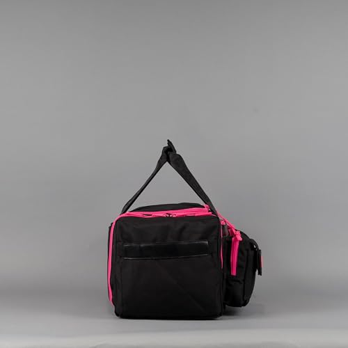 WOLFpak 30L Perfect Duffle Bag (Neon Pink) Tactical Gym Bag Hardshell Base 1000D Waterproof Travel Carry On with Shoe Compartment, Dual Cup Holders, Laptop Sleeve & Molle Straps - color: Neon Pink