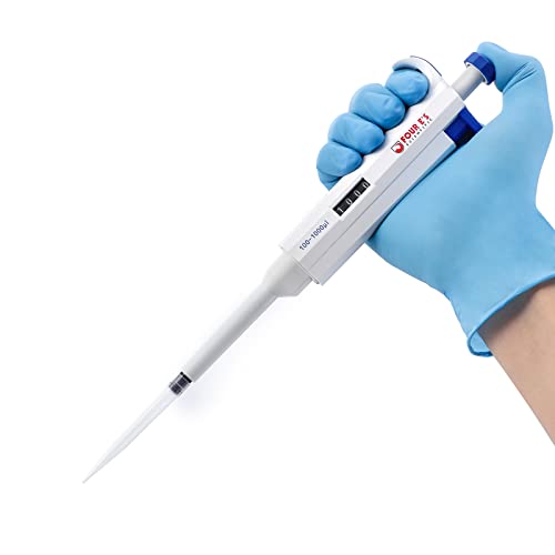 FOUR E'S SCIENTIFIC 1mL Pipette, Adjustable Volume Micropipette | 100-1000μL Single-Channel Pipettor, Ergonomic Design, Precise Volume Dial - size: 07 (100-1000uL)