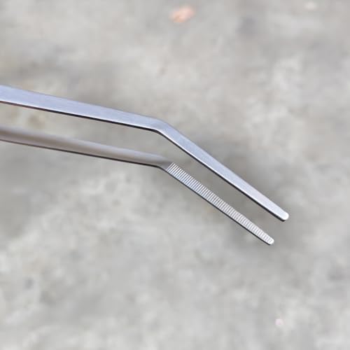 Extra Long 18.7 Inch Stainless Steel Tweezers Feeding Tongs (Longer than Arms, Curved) for Terrarium