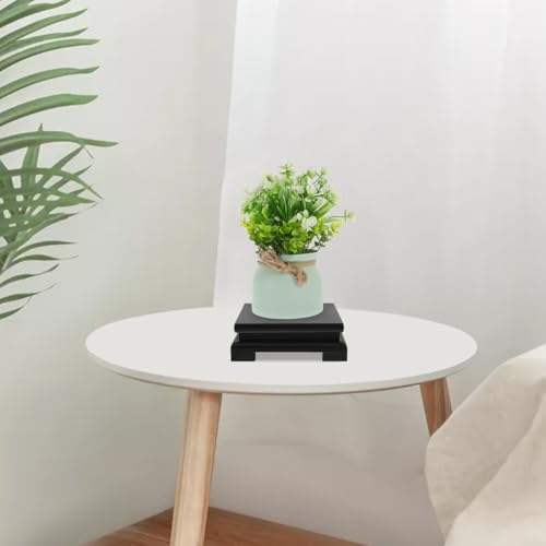VICASKY Wood Display Base 5.90 X 5.90 X 1.96 in Square Vase Pedestal Stand Decorative Wooden Display Stand for Plant Pot Bonsai Buddha Statue Tea Set Home Office Decor