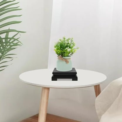 VICASKY Wood Display Base 5.90 X 5.90 X 1.96 in Square Vase Pedestal Stand Decorative Wooden Display Stand for Plant Pot Bonsai Buddha Statue Tea Set Home Office Decor