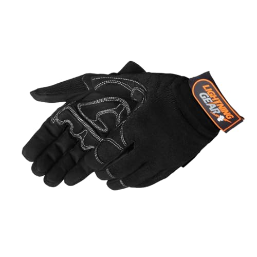 Liberty Safety 0915QBK OnyxWarrior Synthetic Mechanic Gloves | Hook & Loop Closure, G-Patch Palm, Durable Fit, Black Spandex| for Automotive, Construction, Maintenance, DIY (Pack of 1)