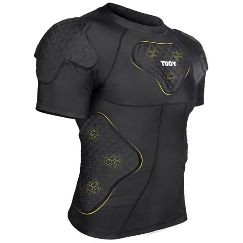 Mens Football Rib Protector with Pads Adult Protective Undershirt Heart Guard for Softball Rugby Lacrosse - size: Medium