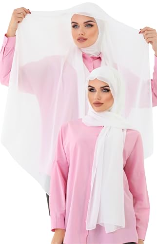 Instant Chiffon Hijab, Ready to wear hijab, modal wrap, Abaya, modern Instant Scarf, Soft breathable scarf - color: White S2