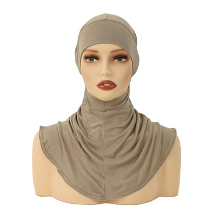 Hijab Undercaps Slouchy Beanies Cap with Tie Non-Slip Caps Under Scarf for Women - color: Khaki