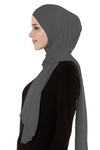 Lina & Lily Breathable Premium Modal Woven Hijab Head Scarf Shawl Wrap for Muslim Women Lightweight - color: Dark Gray