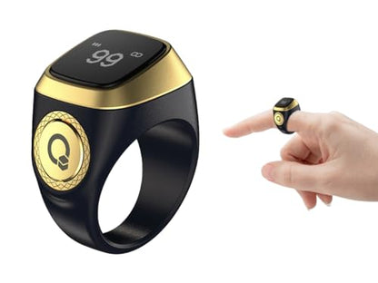 Smart Tasbih Zikr Ring - Digital Electronic Tally Counter for Muslim Islamic Prayer (Black, 20mm)