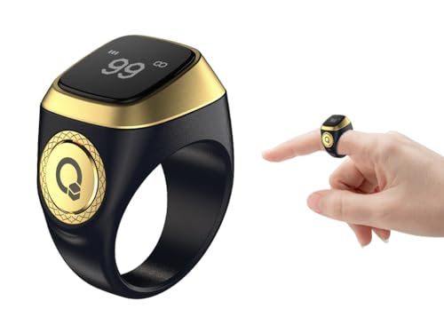 Smart Tasbih Zikr Ring - Digital Electronic Tally Counter for Muslim Islamic Prayer (Black, 20mm)
