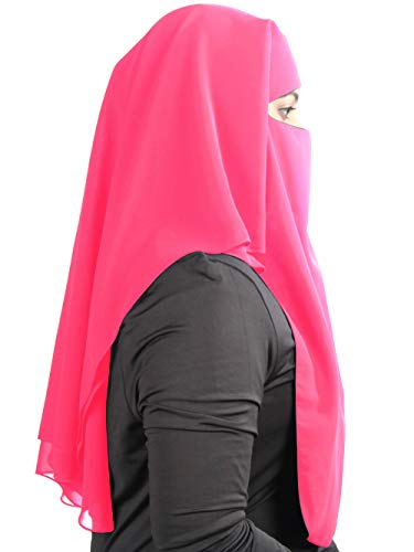 MyBatua 3 Layers Saudi Niqab In Breathable Georgette, Wholesale Price, 1pc Face Veil NQ-003 - color: Sweet Pink