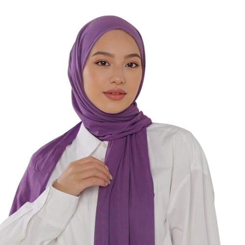 Modal silk scarf for Women Long Scarf for African Hair Wraps Stretch Head Wrap Scarves Fashion Long Scarf Shawls - color: Purple-soft Cotton Muslim, size: 27x67inch