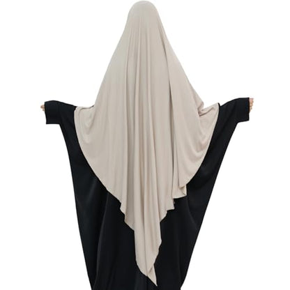 khalat Muslim Stretch Hijab Solid Color Full Cover Hijab for Women V-shaped Fashion Daily Prayer Hijab - color: Taro