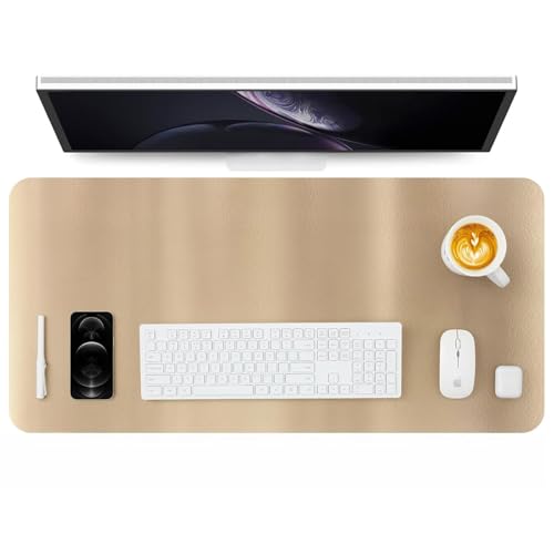 HOMIEAZICOZI Leather Desk Mat - Non-Slip PU Pad for Office and Home Organization Accessories Ideal Large Mouse Mats on Top of Desks (Champagne Gold,36''x 17'') (DPD-CG-L) - color: Champagne Gold, size: 36" x 17"