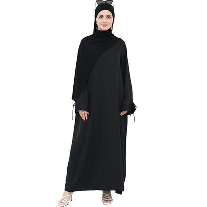 Women 1PC Abaya Dress Simple Kaftan Eid Dress for Women Muslim Casual Robe Fashion Jilbab Dubai Travel Outfits - color: Black, size: Medium