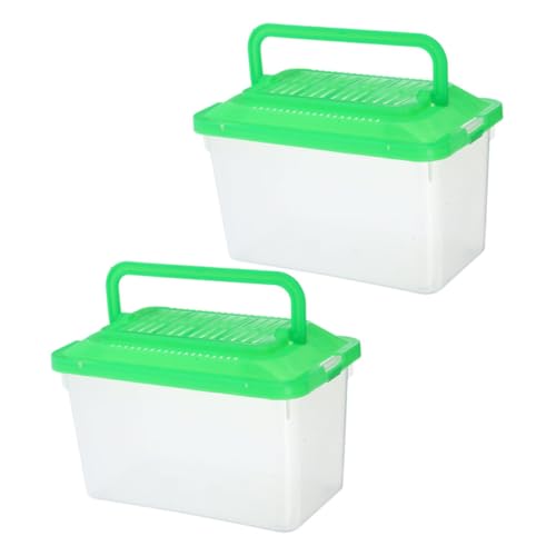 SUPVOX 2pcs Portable Reptile Carrier Handheld Transparent Fish Tank Secure Lid for Bearded Dragons Turtles and Small Pets for Travel and Breeding