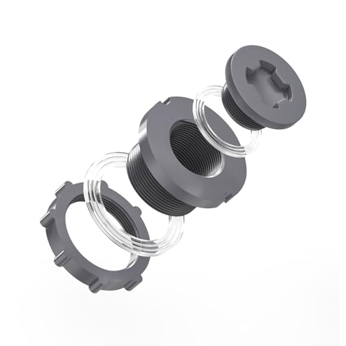 GASHER 2PCS PVC 1-1/4" Bulkhead Tank Connector Adapter Fitting with Plugs & Gasket for Water Tank, Rain barrels, Aquariums, Bathtubs and Sink - size: 1.25 Inch
