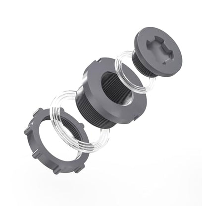 GASHER 2PCS PVC 1-1/4" Bulkhead Tank Connector Adapter Fitting with Plugs & Gasket for Water Tank, Rain barrels, Aquariums, Bathtubs and Sink - size: 1.25 Inch