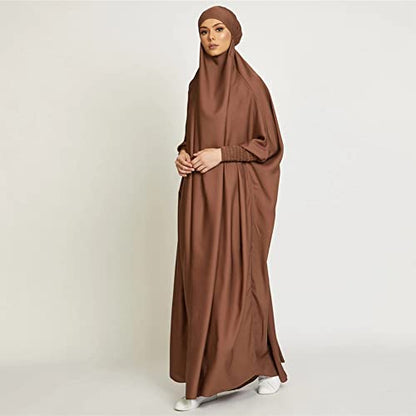ODIZLI Muslim One Piece Prayer Hijab Dress Women Hooded Abaya Full Cover Islam Dubai Modest Robe - color: Coffee, size: One Size