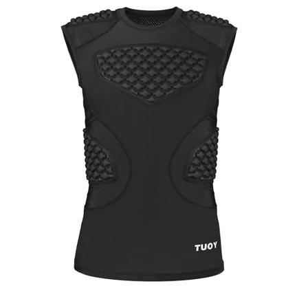 TUOY Adult Rib Chest Protector, New Version - Padded 5 Pads Baseball Football Lacrosse Rib Heart Sternum Guard - color: RY-black, size: XX-Large