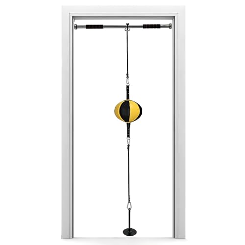 Double-End Punching Bags Wall Mount Boxing Bag Kit, Inflatable Reflex Bag, Speed Bag Hanging Boxing Equipment for Home Gym 32in Adjustable Cords, Stress Relief Exercise Equipment Boxing Striking