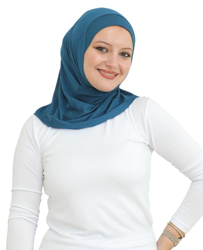 Prien Sport Instant Hijab For Women, Muslim Cotton Turban, Soft Head Scarf, Ready To Wear Hijabs Prayer Clothes, Islamic Wear - color: Turquoise