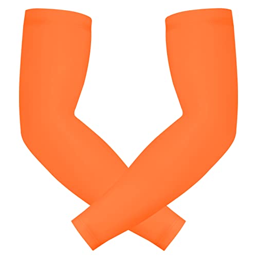 HDE Compression Arm Sleeves for Adults UV Sun Protection for Sports 1 Pair - color: Orange, size: Small