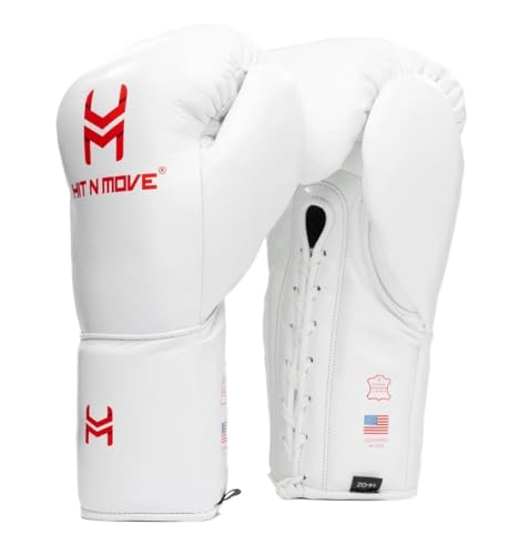 HIT N MOVE Süvari Horsehair Boxing Gloves Hook and Loop, Lace-Up Boxing Gloves Men, Boxing Equipment, MMA Gloves Men, UFC Gloves Horsehair and 100% Cow Leather - size: 12 Oz, style: Lace-up White & Red