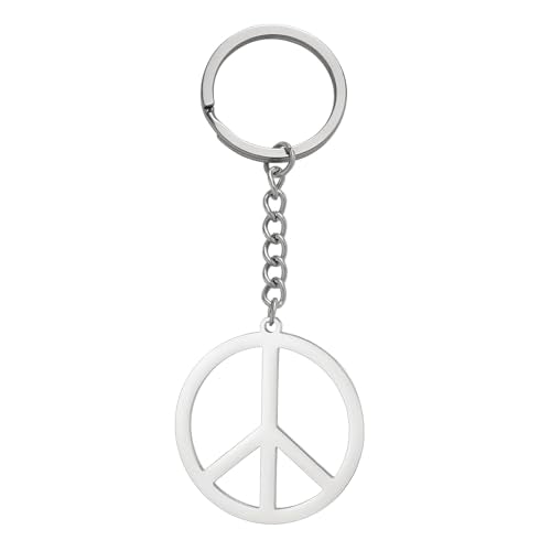 Dreamtimes Peace Sign Pendant KeyRing for Men and Women Love Peace Symbol Keychain Bag Car Keyring Peace Sign Jewelry - color: Silver