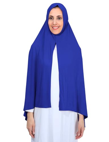 Non-See Through Instant Jersey Cotton Hijab Scarf for Women, Ready to Wear Muslim Head Scarf - color: Royal Blue