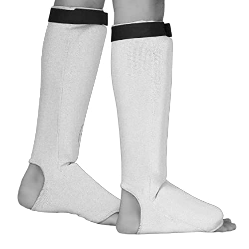 UFG Ultimate - Cloth Shin Instep Guard - Karate MMA Boxing Muay Thai Training Protection - color: White, size: CH