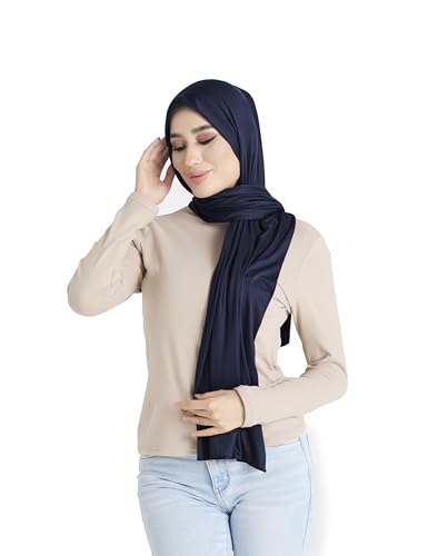 Premium Jersey Hijab Scarf for Women - Muslim Head Scarf - color: Navy Blue