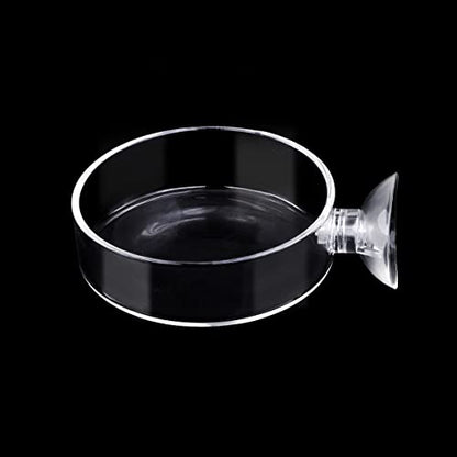 Aquarium Glass Feeder Shrimp Feeding Dish Round Clear Fish Tank Food Tray Container Prevent Food Spilling with Suction Cup, 60mm - size: 60mm