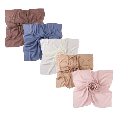 43 Inch Large Chiffon Square Hijab Hair Scarf for Muslim Shawls Headscarf for Women Bandana Turban Wrap Scarves - color: 10+32+34+37+40