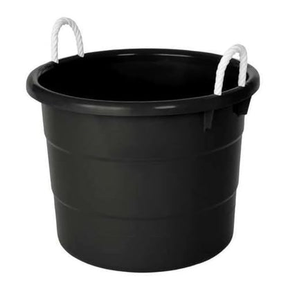 Storage Tub w/Rope Handles, 19 Gal, Black