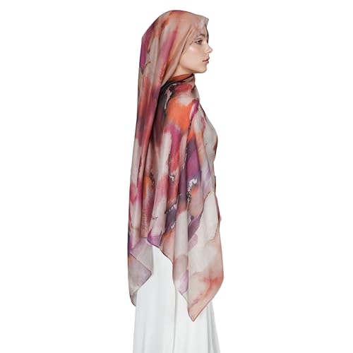 Printed Hijab for Women Printing Hijab Scarf for Women Muslim Islamic Prayer Clothes 1pc Muslim Women's Khimar - color: Blazing Red