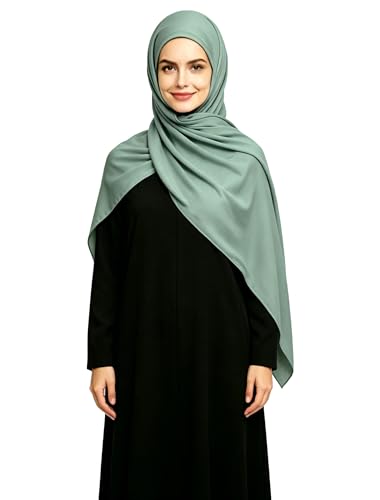 Lina & Lily Non-see-through Premium Jersey Maxi Hijab Head Scarf Wrap for Muslim Women - color: Dusty Green
