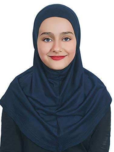 Girl's Hijab Cotton 1 Piece Amira Hijab - color: Navy Blue