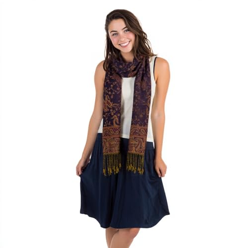 TUSHUSTY Pashmina Feel Rave Shawl Wrap for Women Men Hijab Scarf - color: Navy Blue